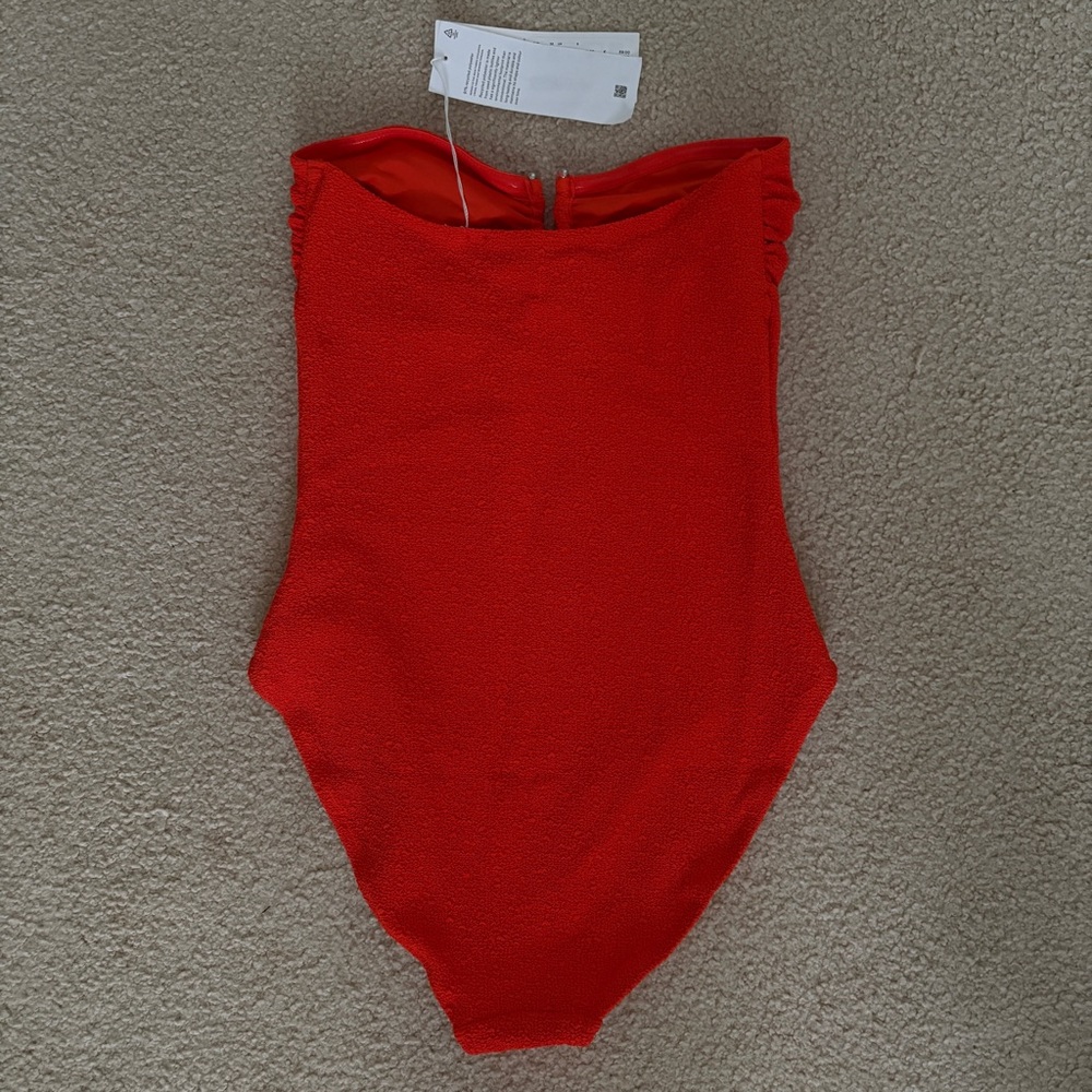 Arket Orange One Piece Strapless Swimsuit - Picture 2 of 5